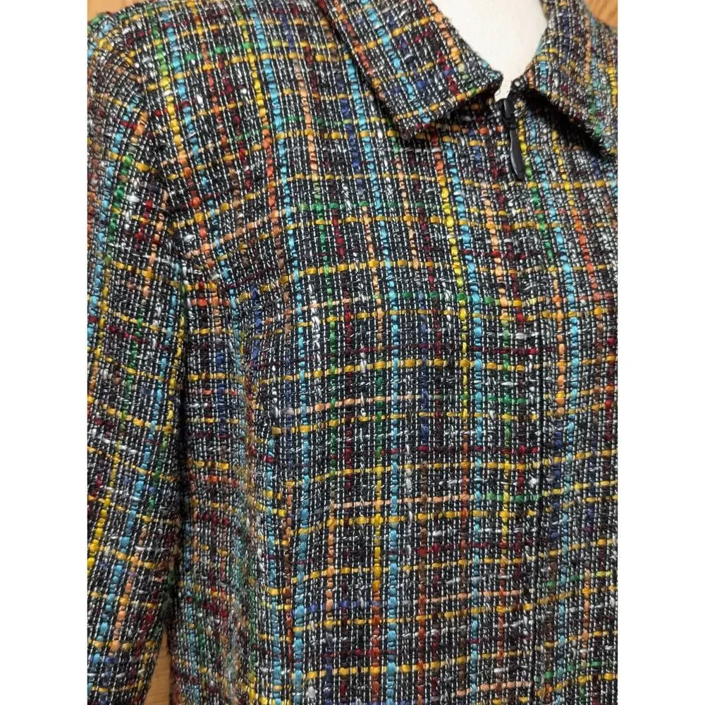 Vintage CHRISTOPHER & BANKS Full Zip Blazer Jacket Rainbow Tweed Womens Size L